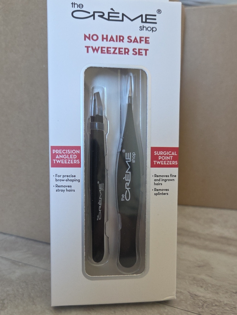 Creme Shop No Hair Safe Tweezer Set - Precision Angled & Surgical Point